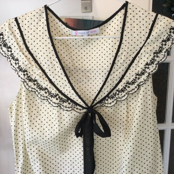 Paul & Joe Sister polka dot cotton/silk blouse with ribbon tie - Picture 2 of 6